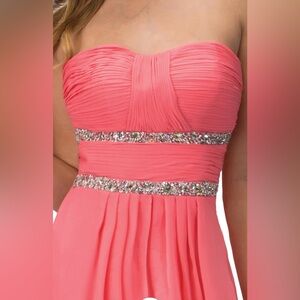 Womens Formal Evening Dress Size 12 Short Coral Pink Babydoll Regalcore Beaded
